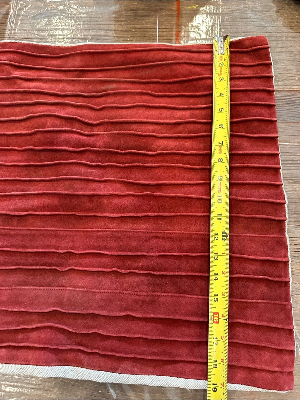 Suede Leather CB2 Decorative Throw Pillow - Burgundy